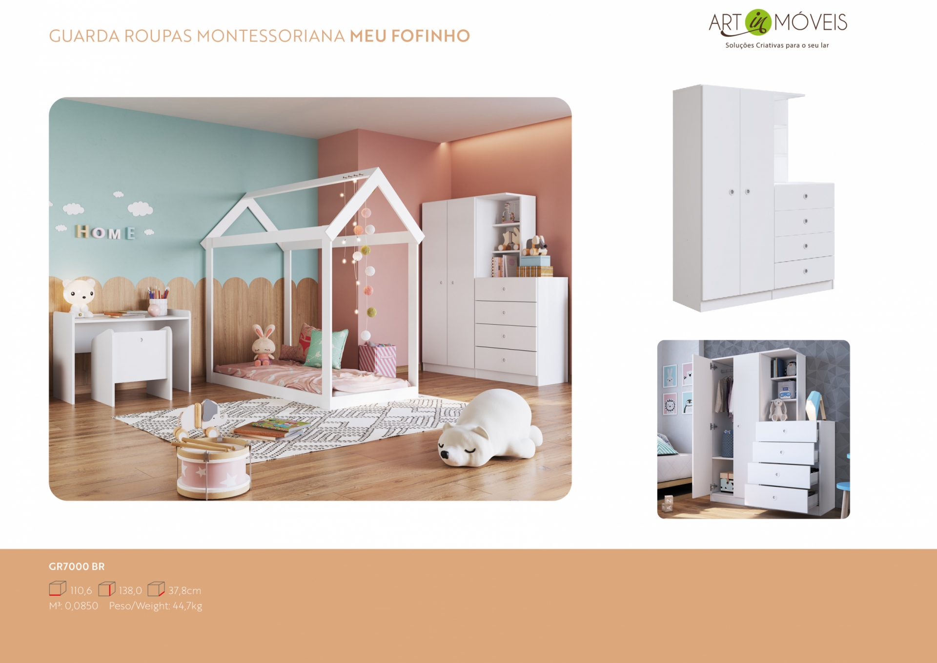 Guarda Roupas Montessoriano Meu Fofinho Art In Móveis