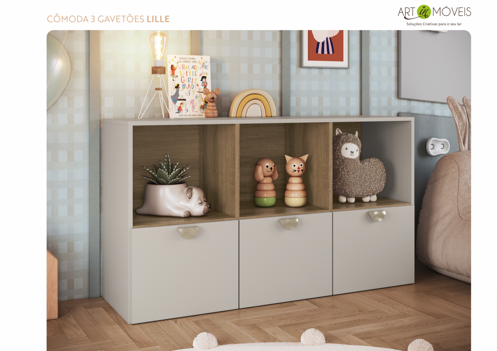 Cômoda 3 Gavetões Lille Art In Móveis