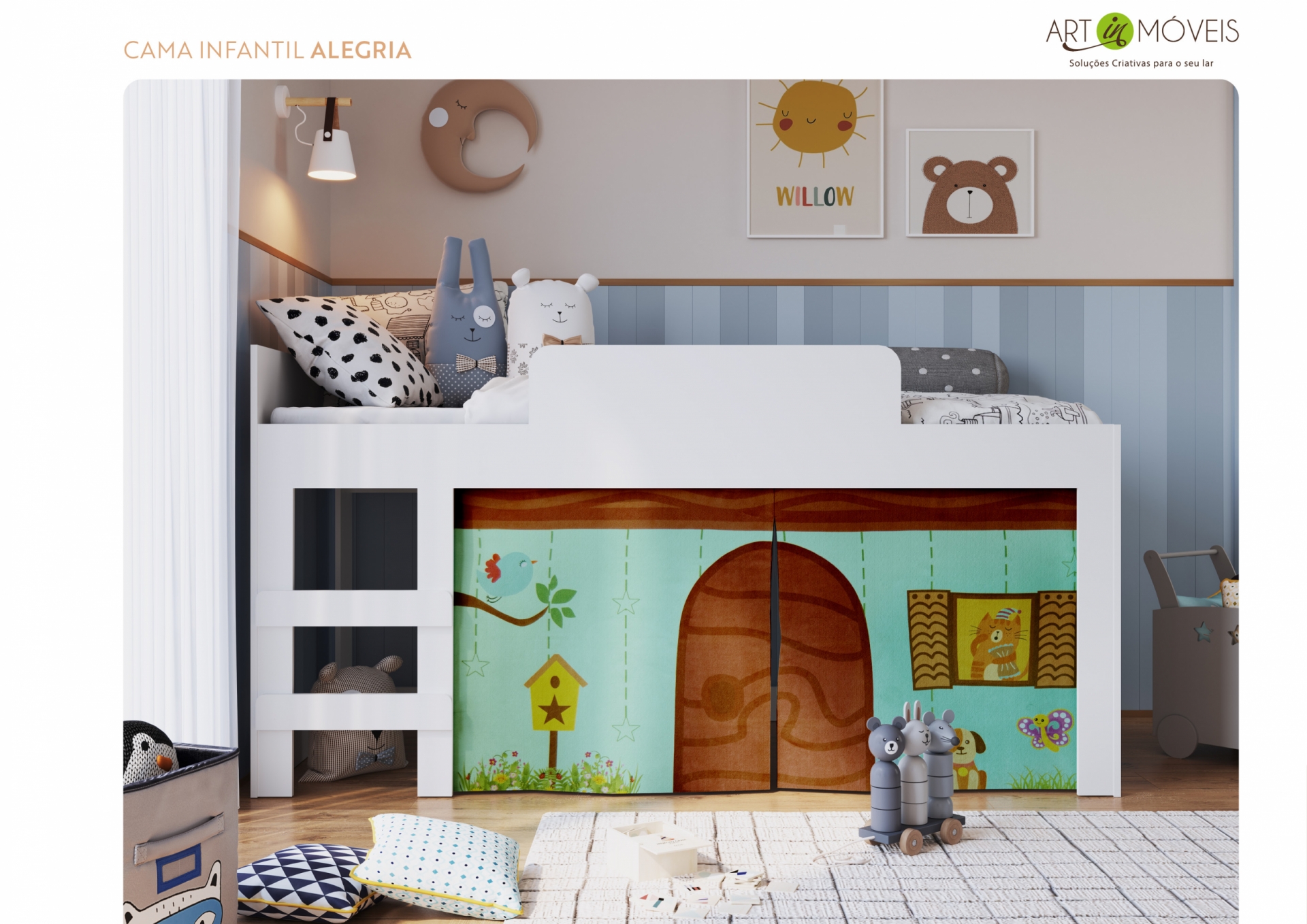 Cama Solteiro Infantil Alegria Art In Móveis