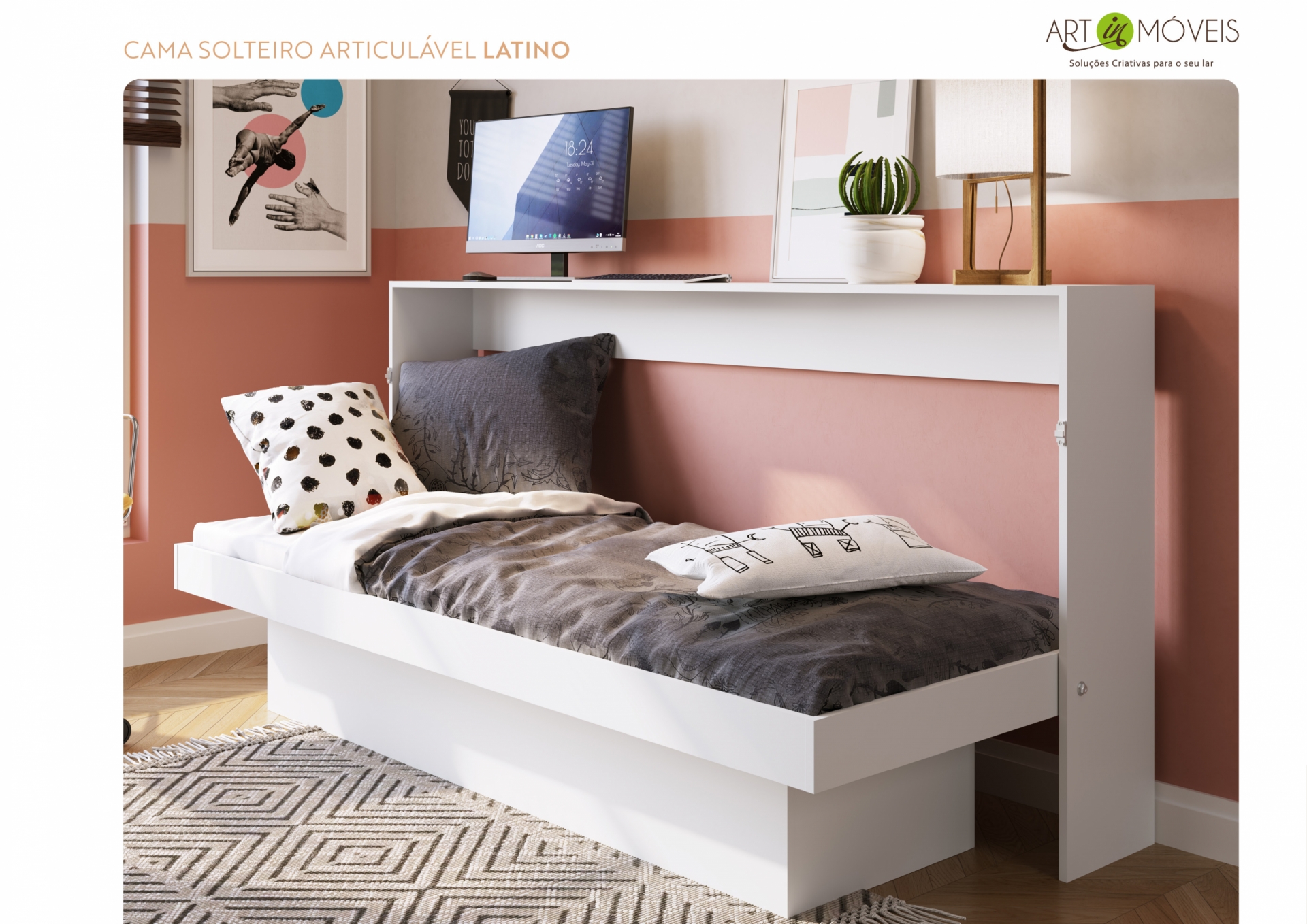 Cama solteiro articulável Latino Art In Móveis