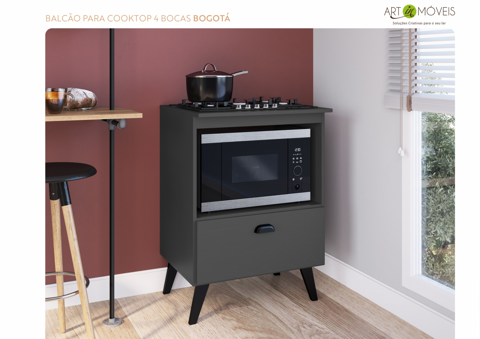 Balcão para Cooktop 4 Bocas Bogotá Art In Móveis