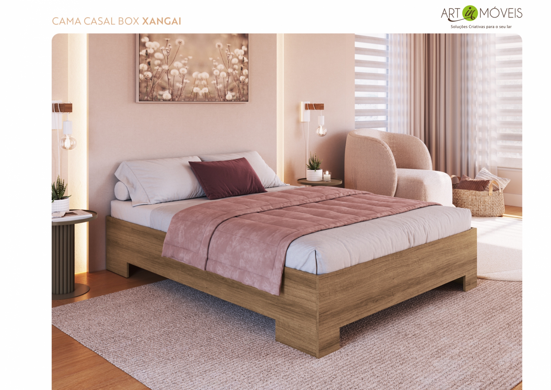 Cama Casal Box Xangai Art In Móveis