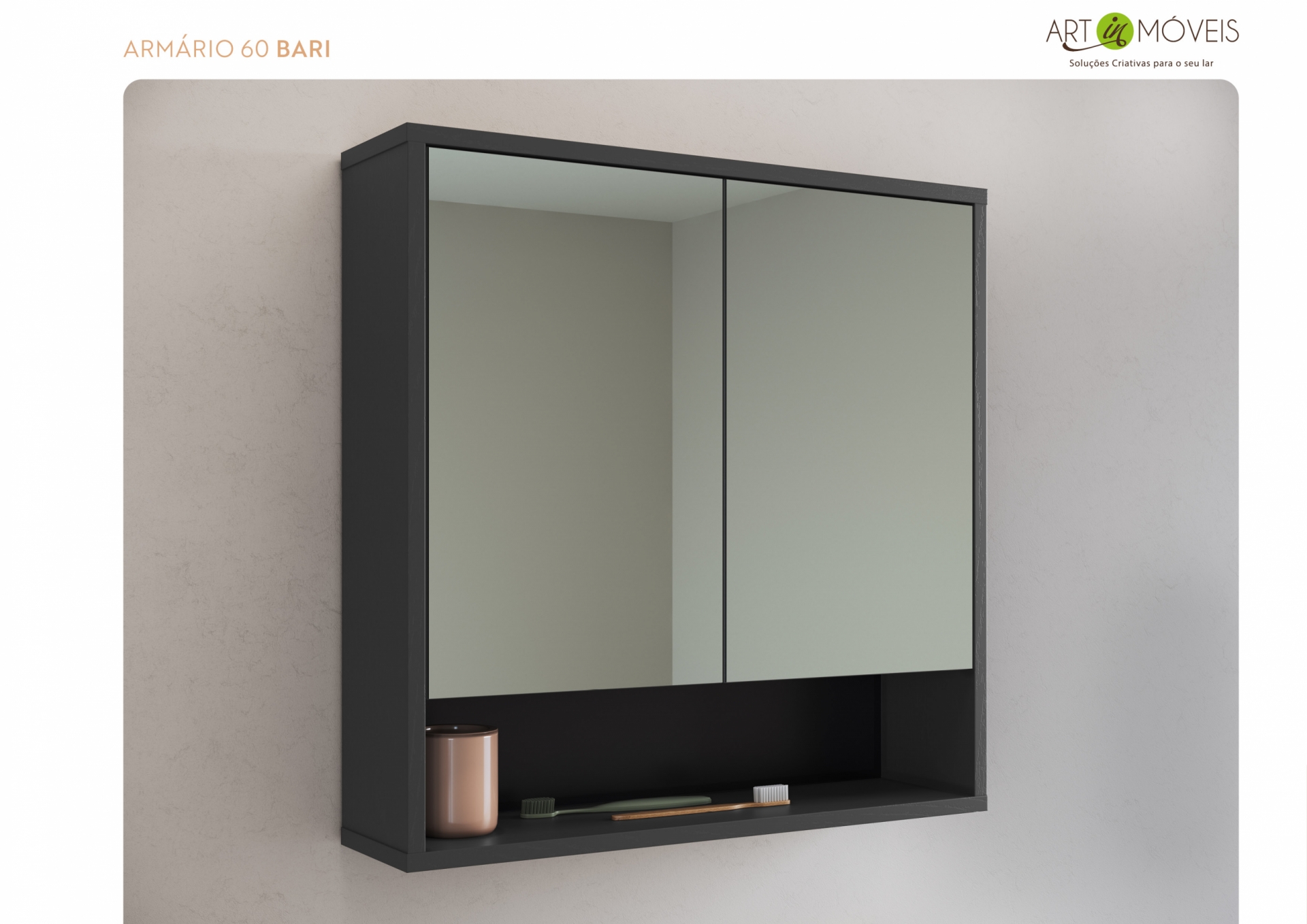 Armário Aéreo com Espelho Bari Art In Móveis