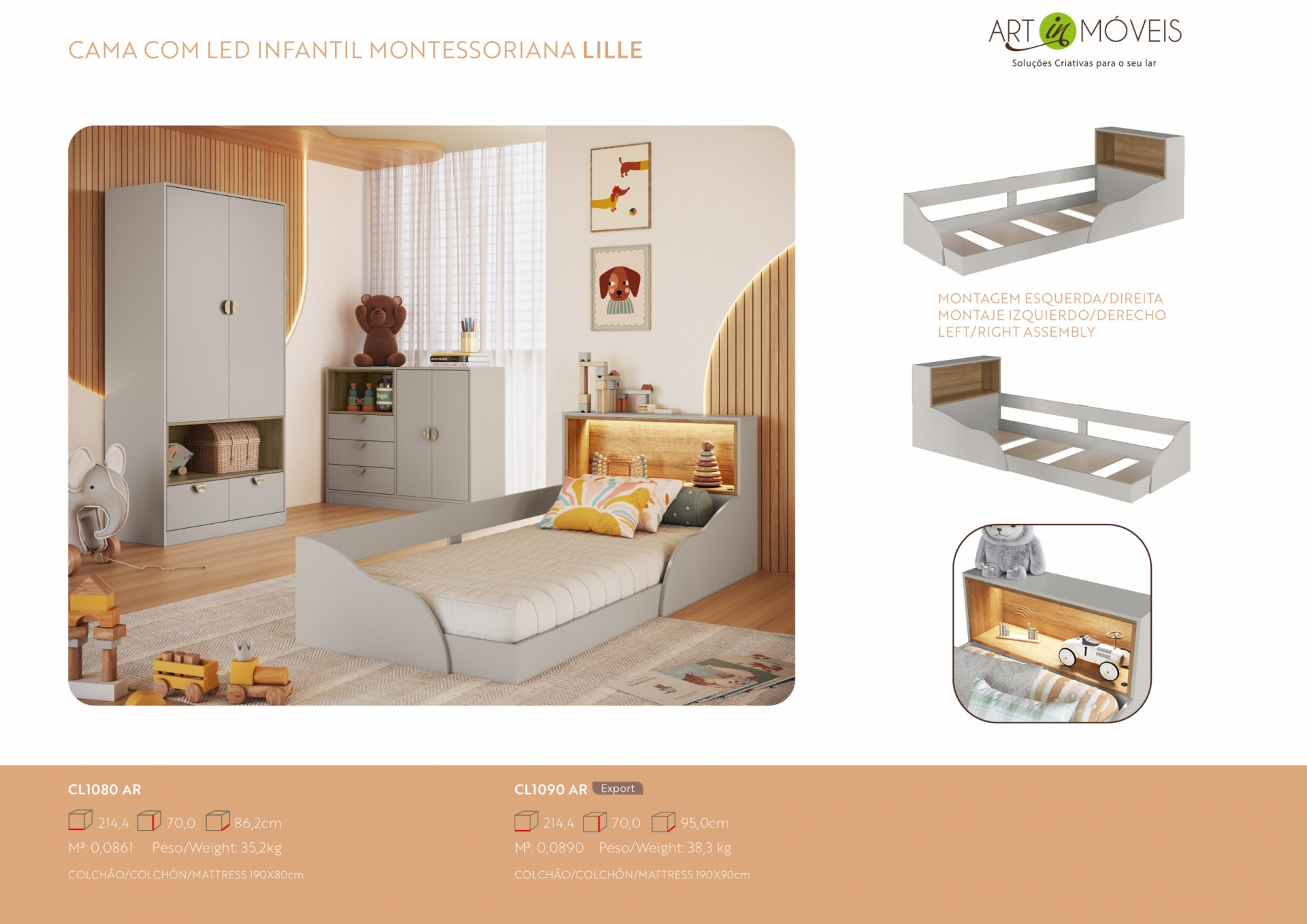 Produto Cama com Led Infantil Montessoriana Lille