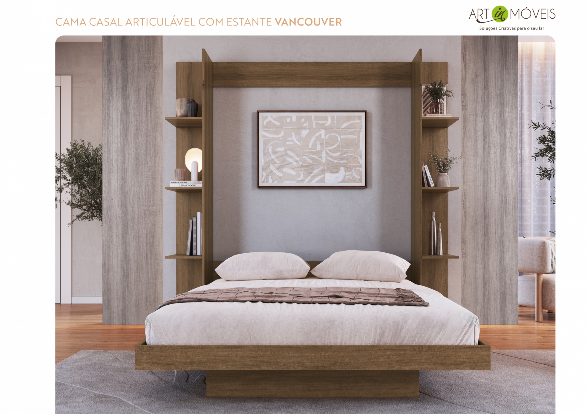 Produto Cama Casal Articulável com Estante Vancouver
