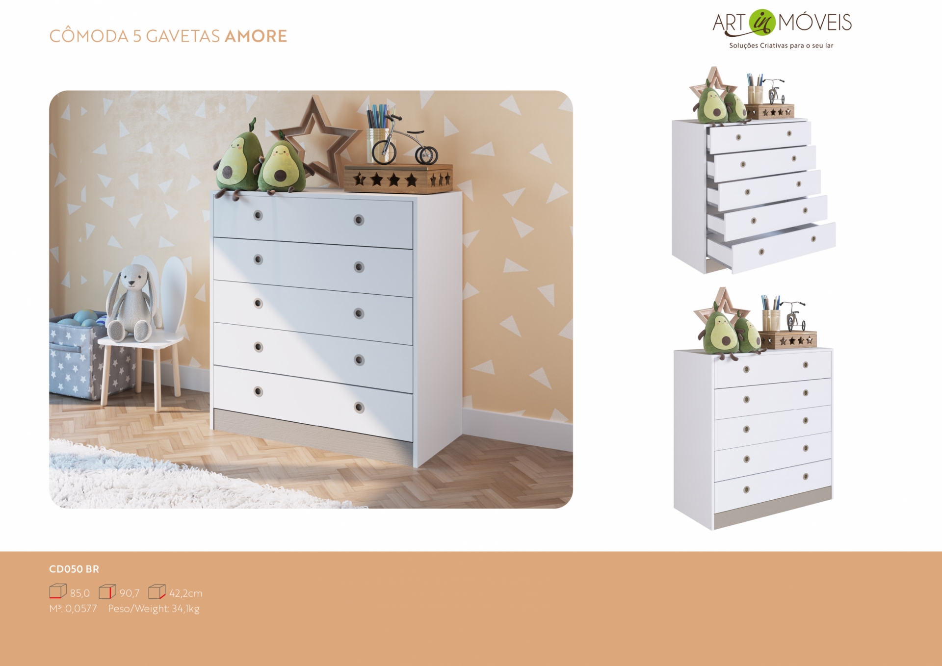 Produto Cômoda 5 gavetas Amore