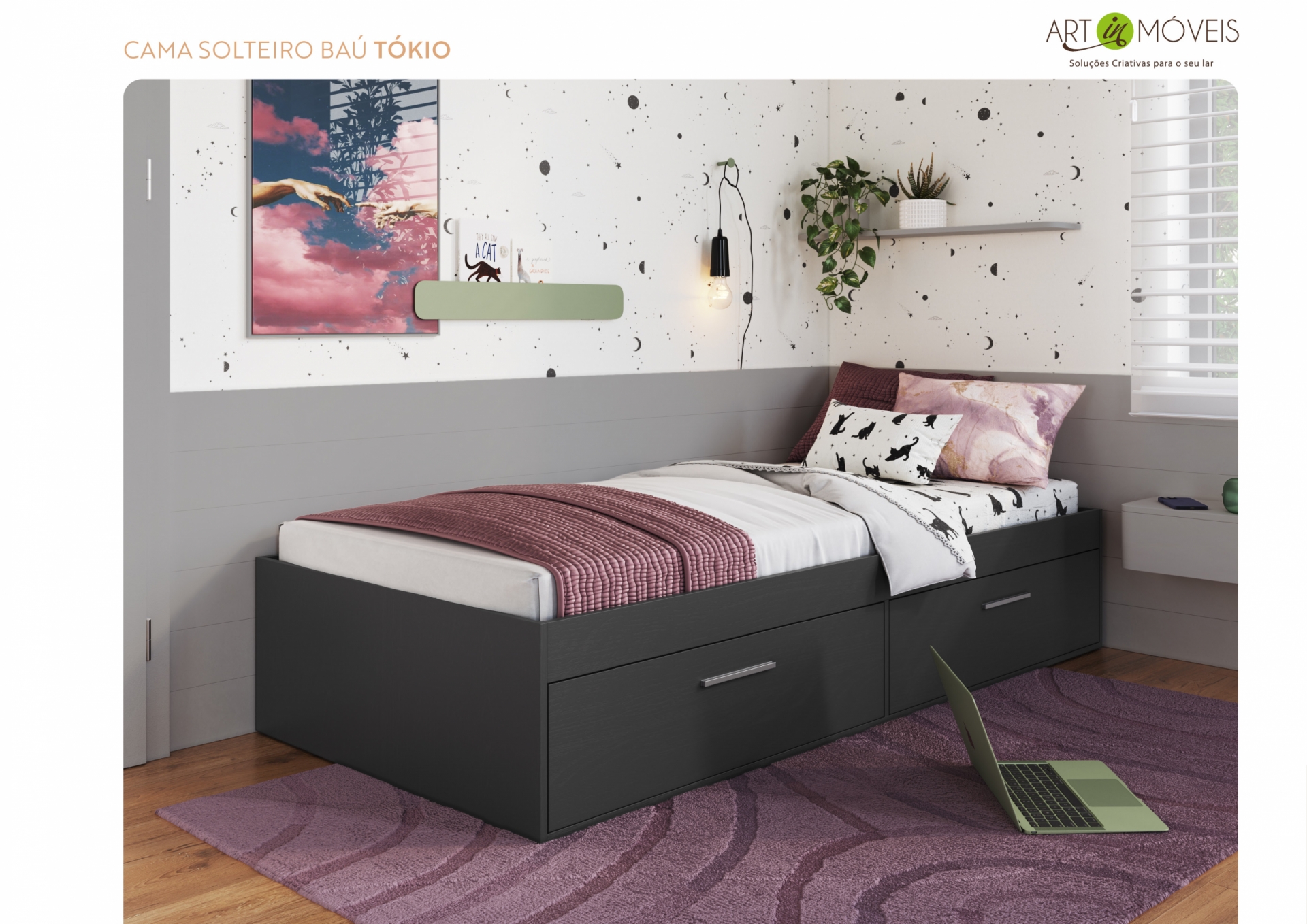 Produto Cama Solteiro Baú Tókio