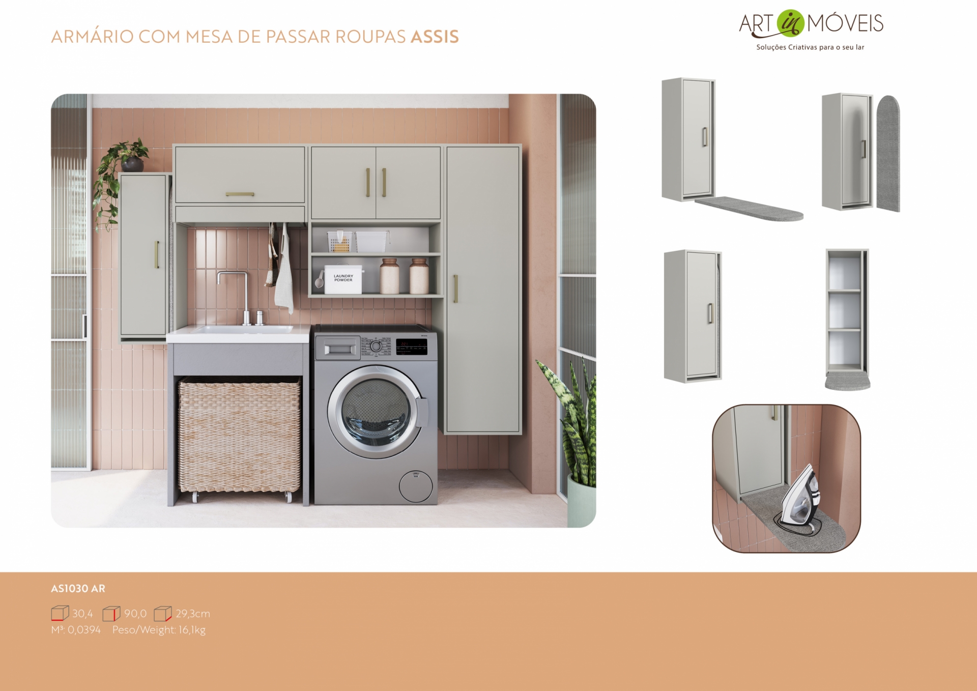 Produto Armário com Mesa de Passar Roupas Assis