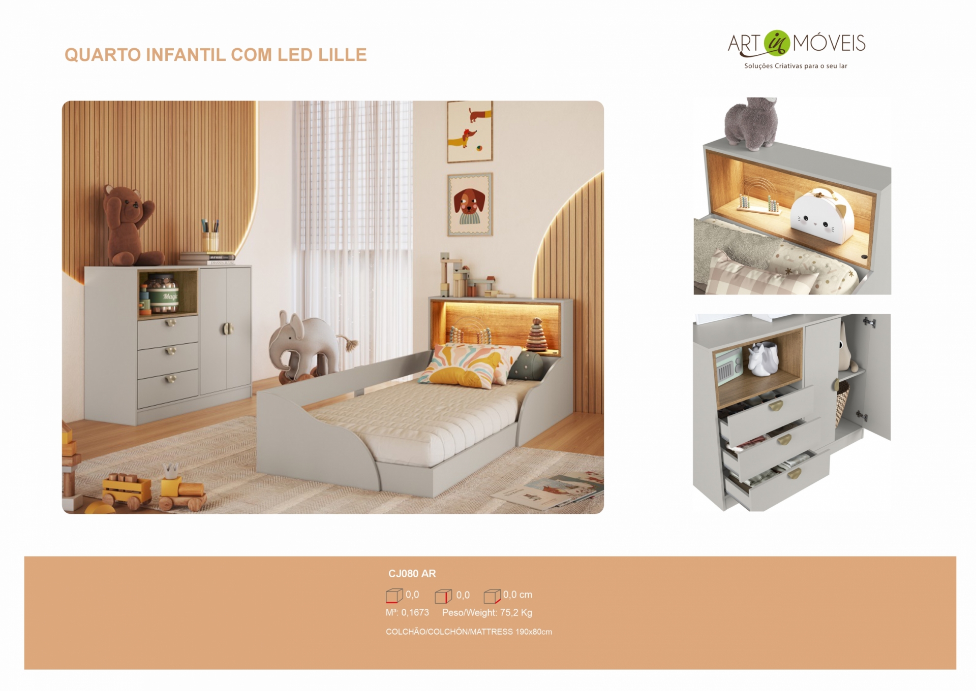 Produto Quarto Infantil com LED Lille